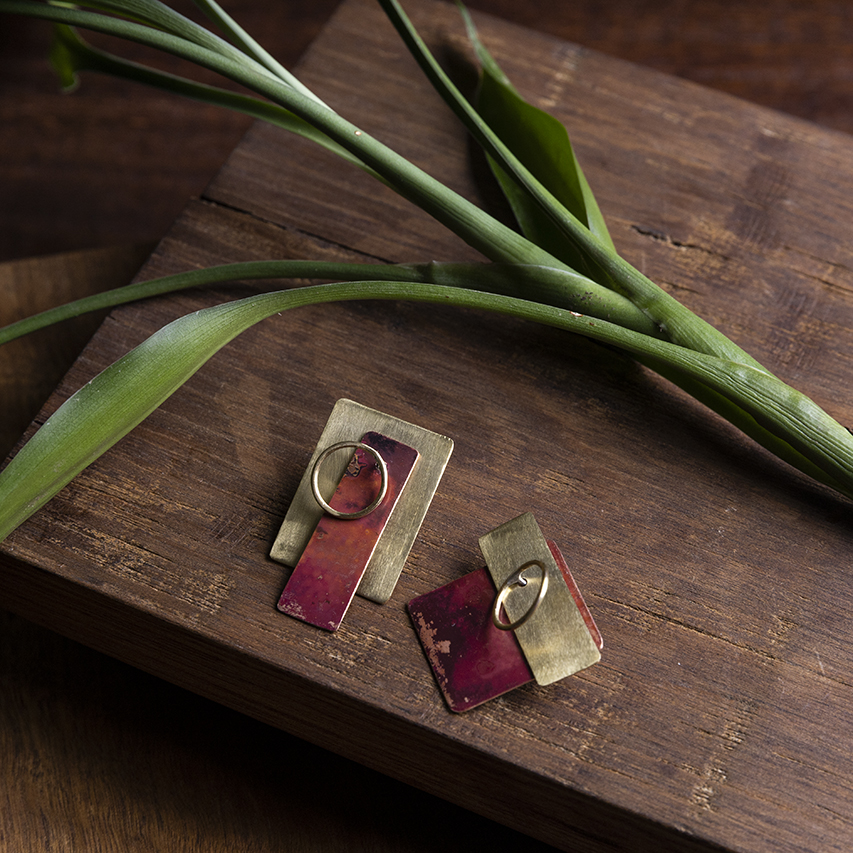 casa pitanga - atelie romã - orecchini colagem - rosso 1