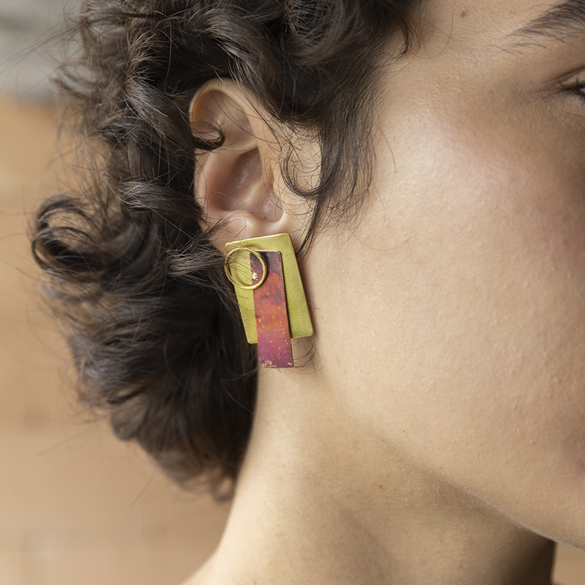 casa pitanga - atelie romã - orecchini colagem - rosso 3