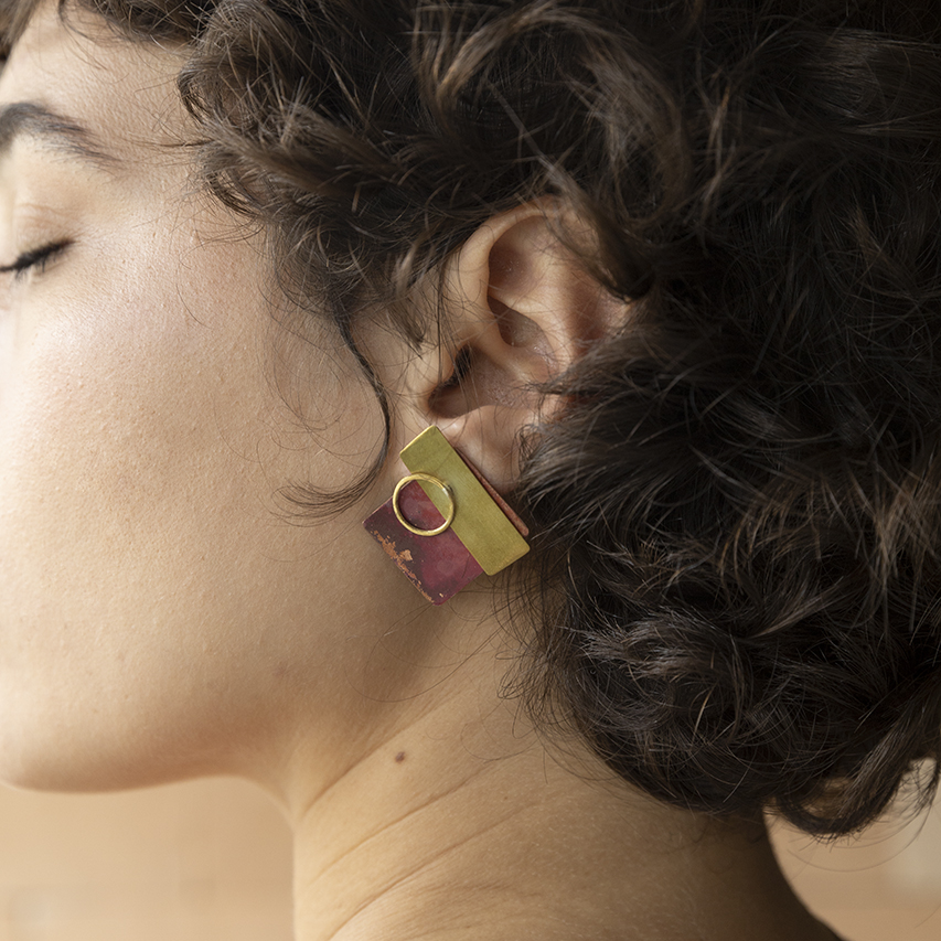 casa pitanga - atelie romã - orecchini colagem - rosso 4