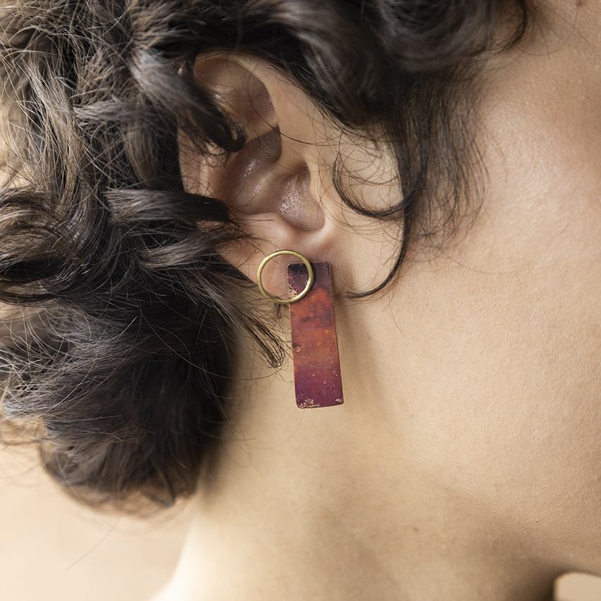 casa pitanga - atelie romã - orecchini colagem - rosso 6