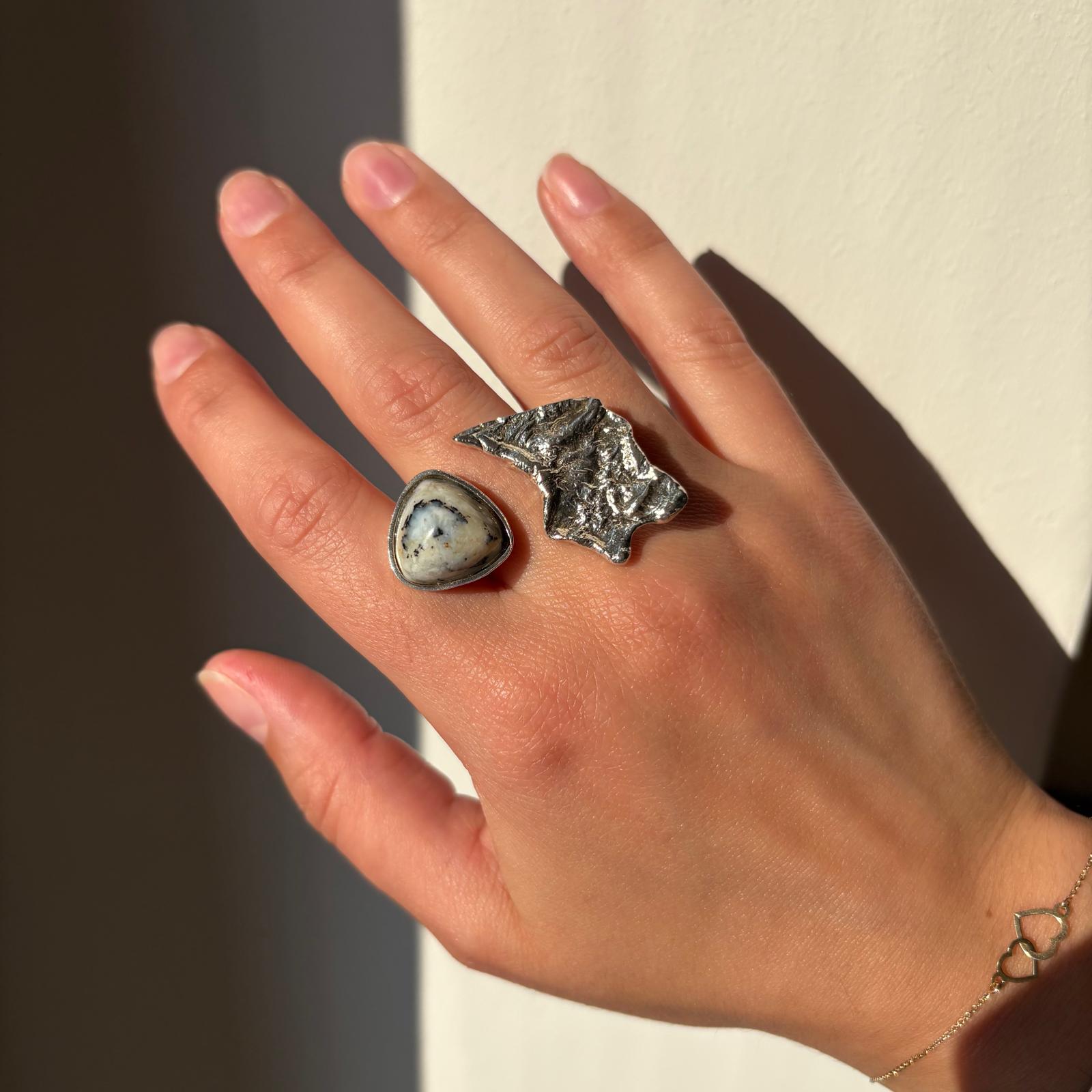 Anello Opale Dendritico