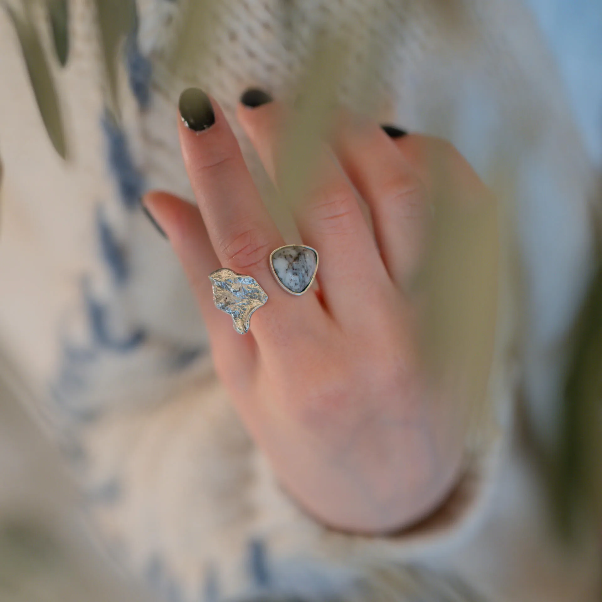 Anello Opale Dendritico
