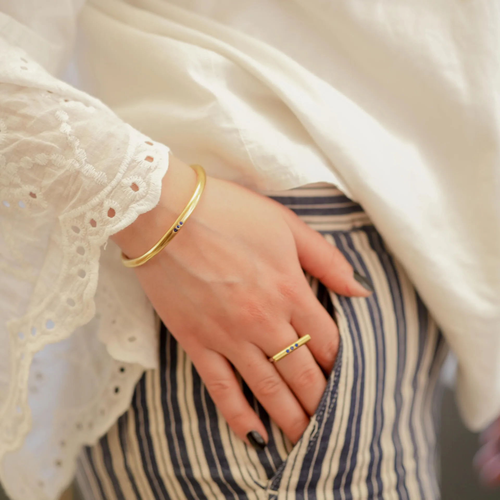 Bracciale Bastoncino con zirconi blu