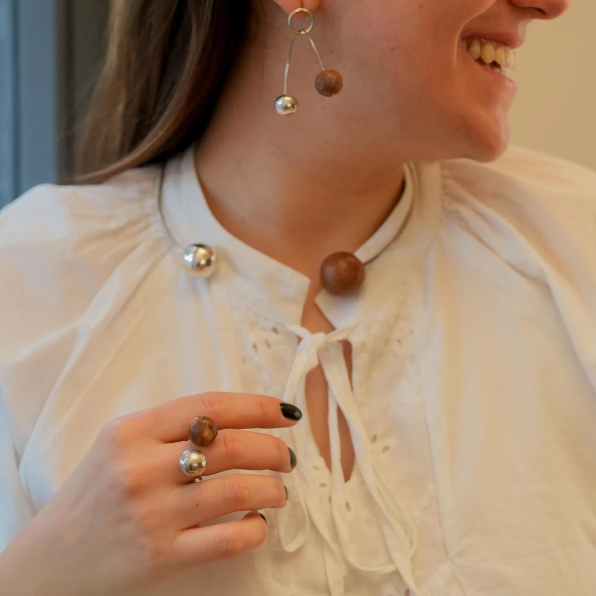 Collana/choker Duas Esferas