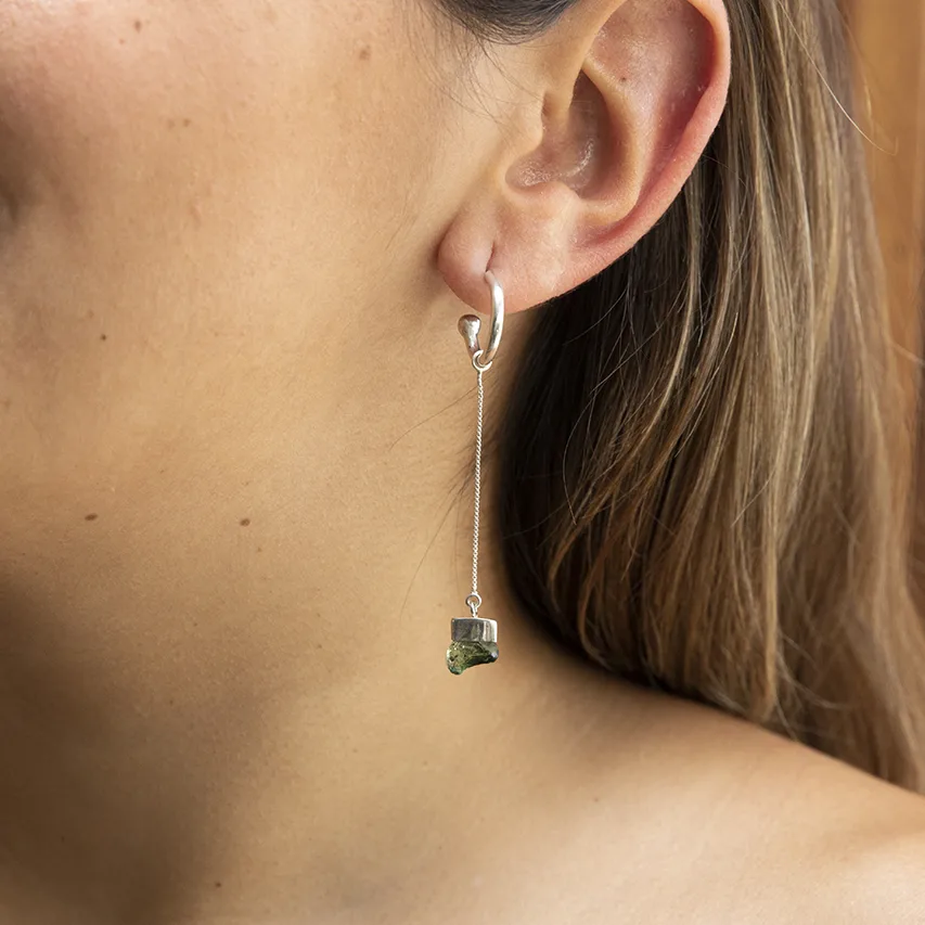 Orecchini pendente Tormalina verde